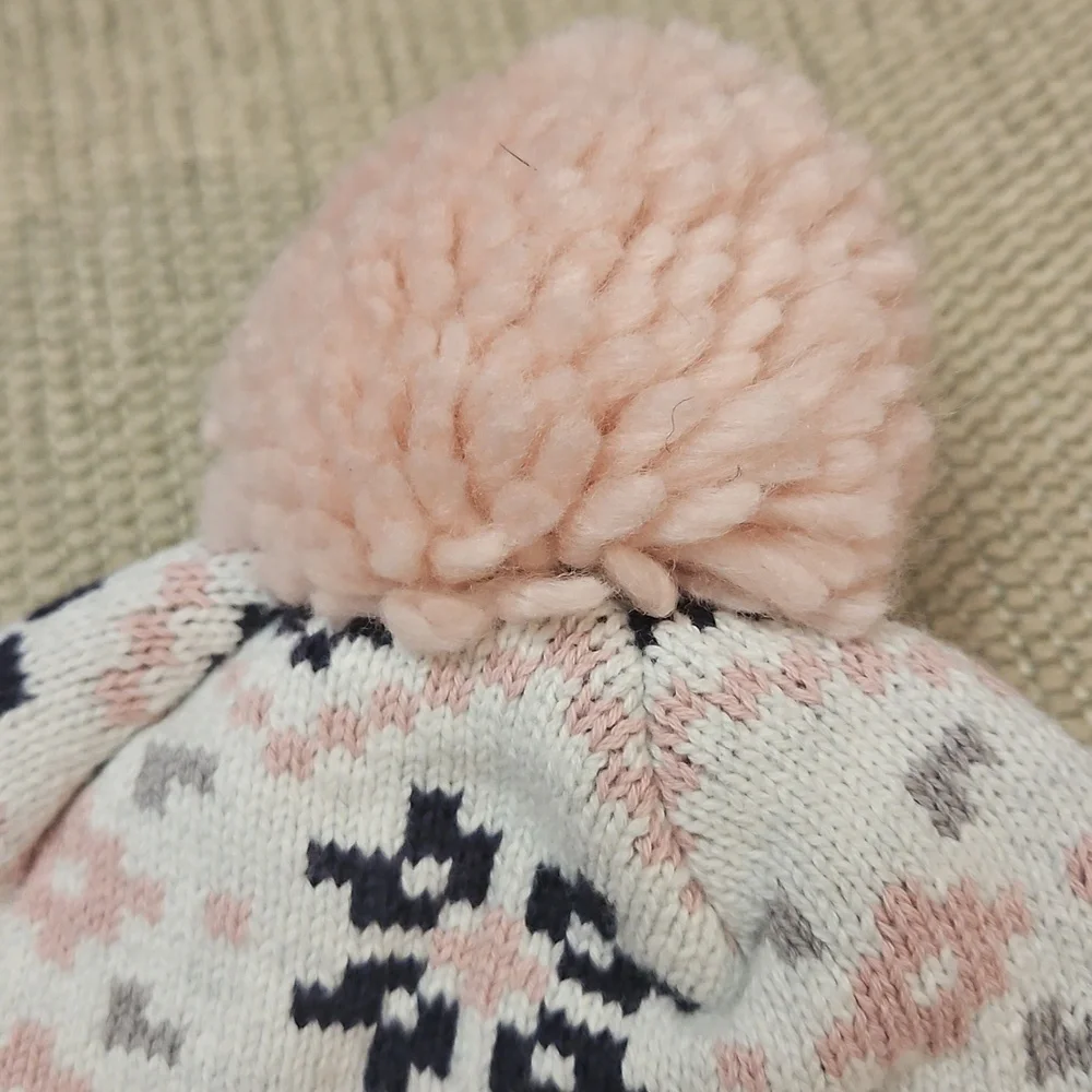 Carter's Fair Isle Trapper Hat Winter Hat NEW Baby Girl 3-9 Mo Pink